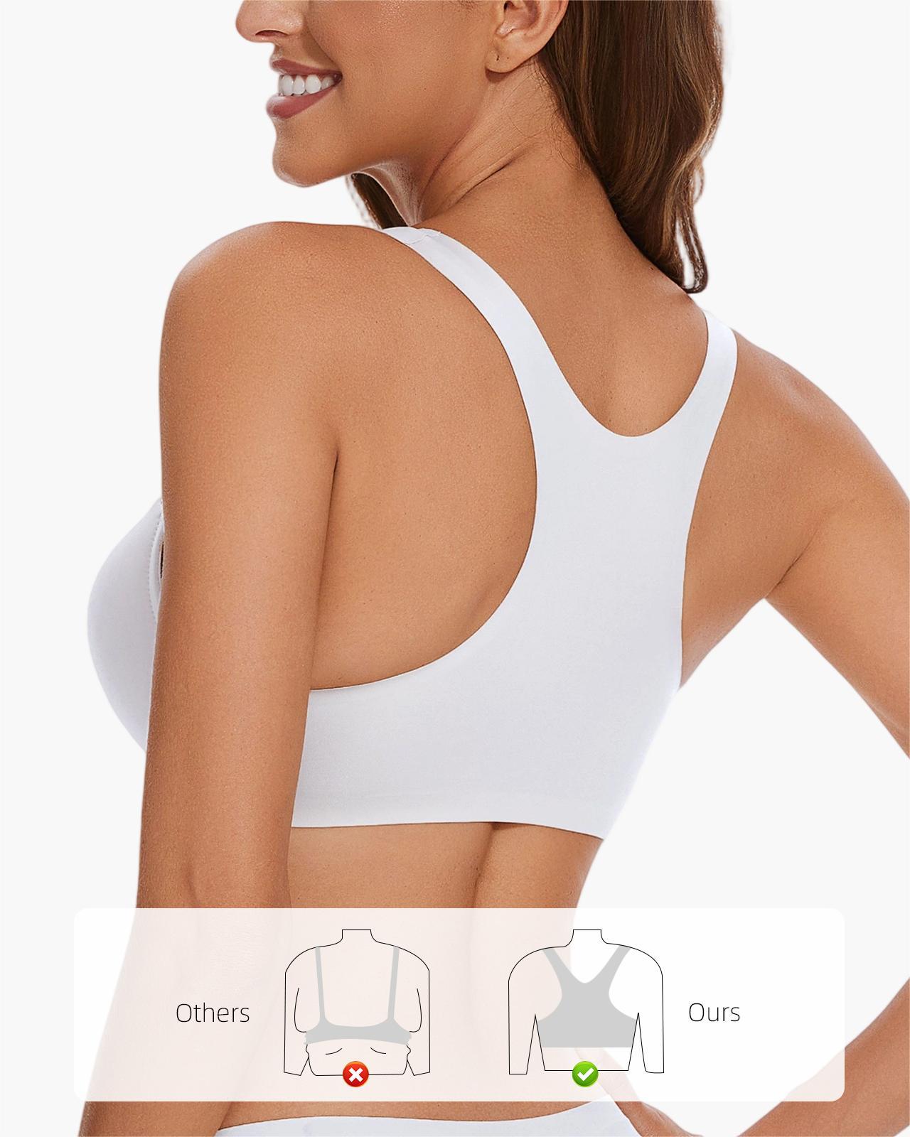 Front Closure Push Up Padded Wide Straps Racerback Seamless Underwire Bra