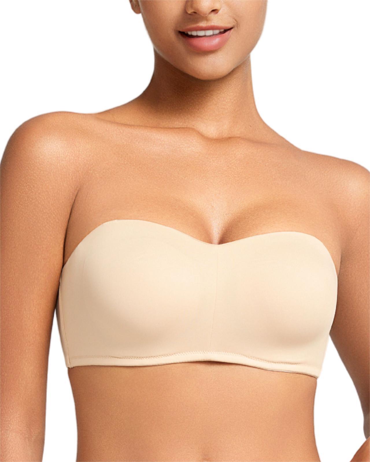 Plus Size Strapless Bandeau Padded Underwire Support Non-Slip Convertible Bra