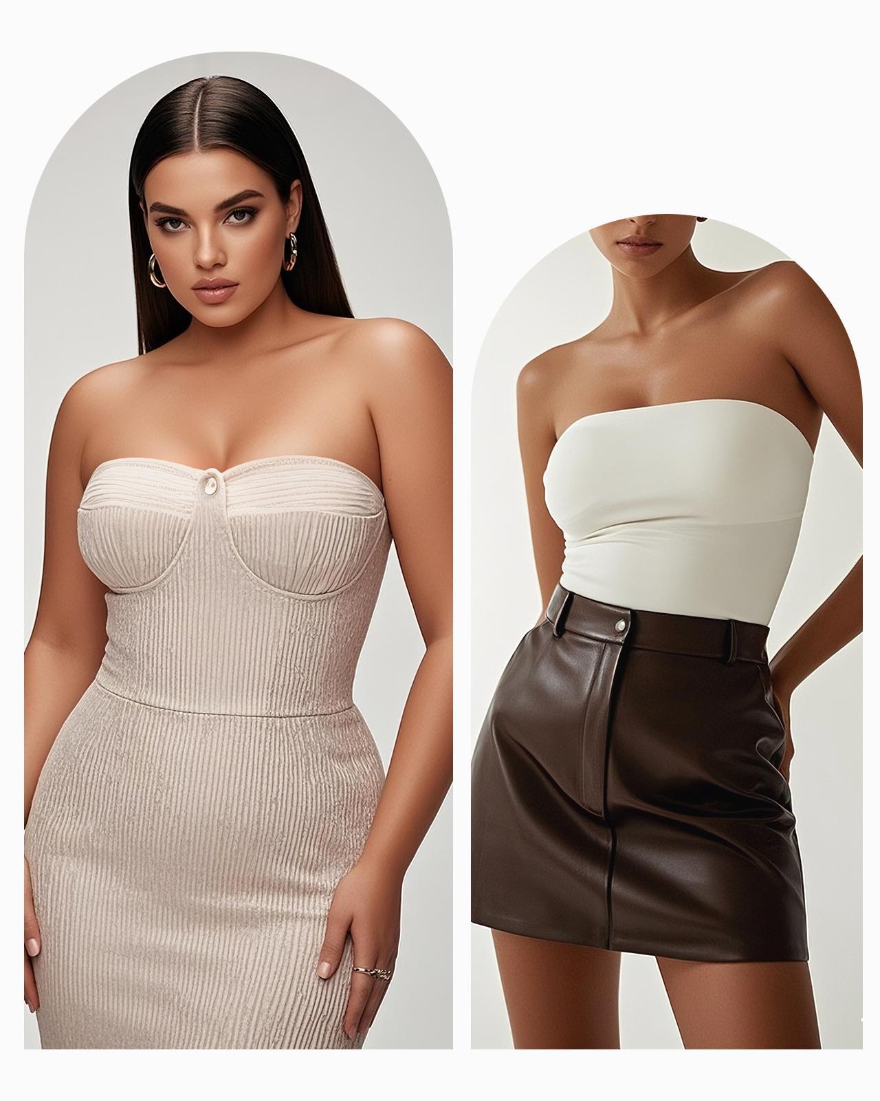 Plus Size Strapless Bandeau Padded Underwire Support Non-Slip Convertible Bra