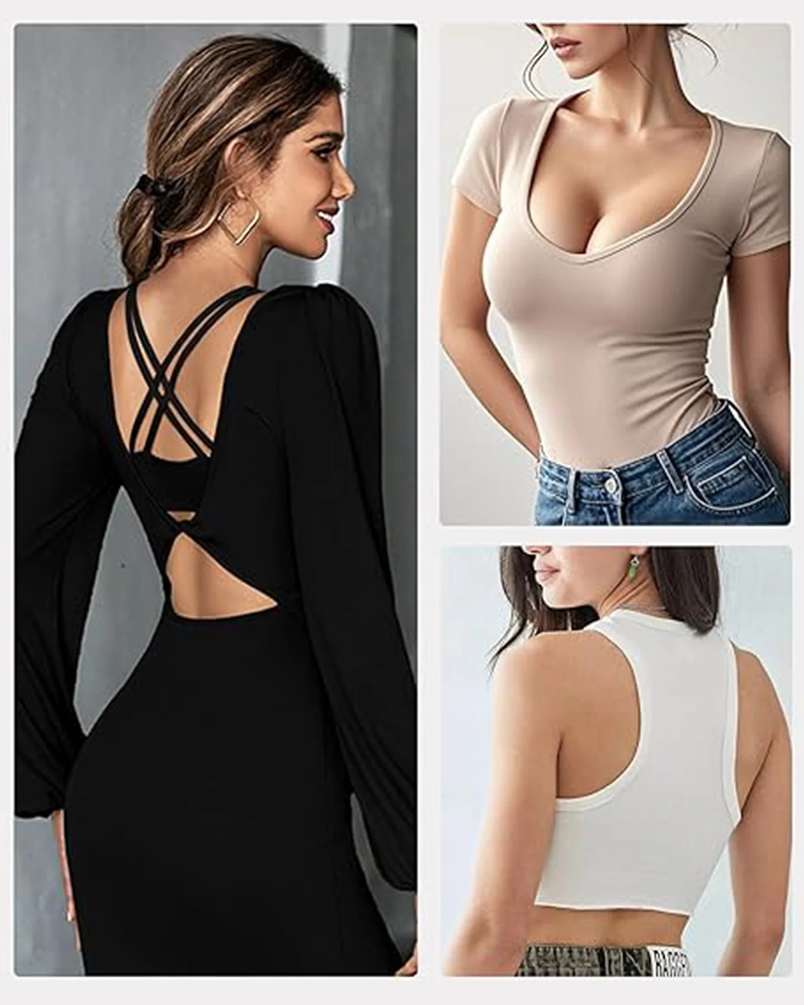 Front Closure Push Up Padded Seamless Thin Straps Criss-Cross Back Underwire Bra