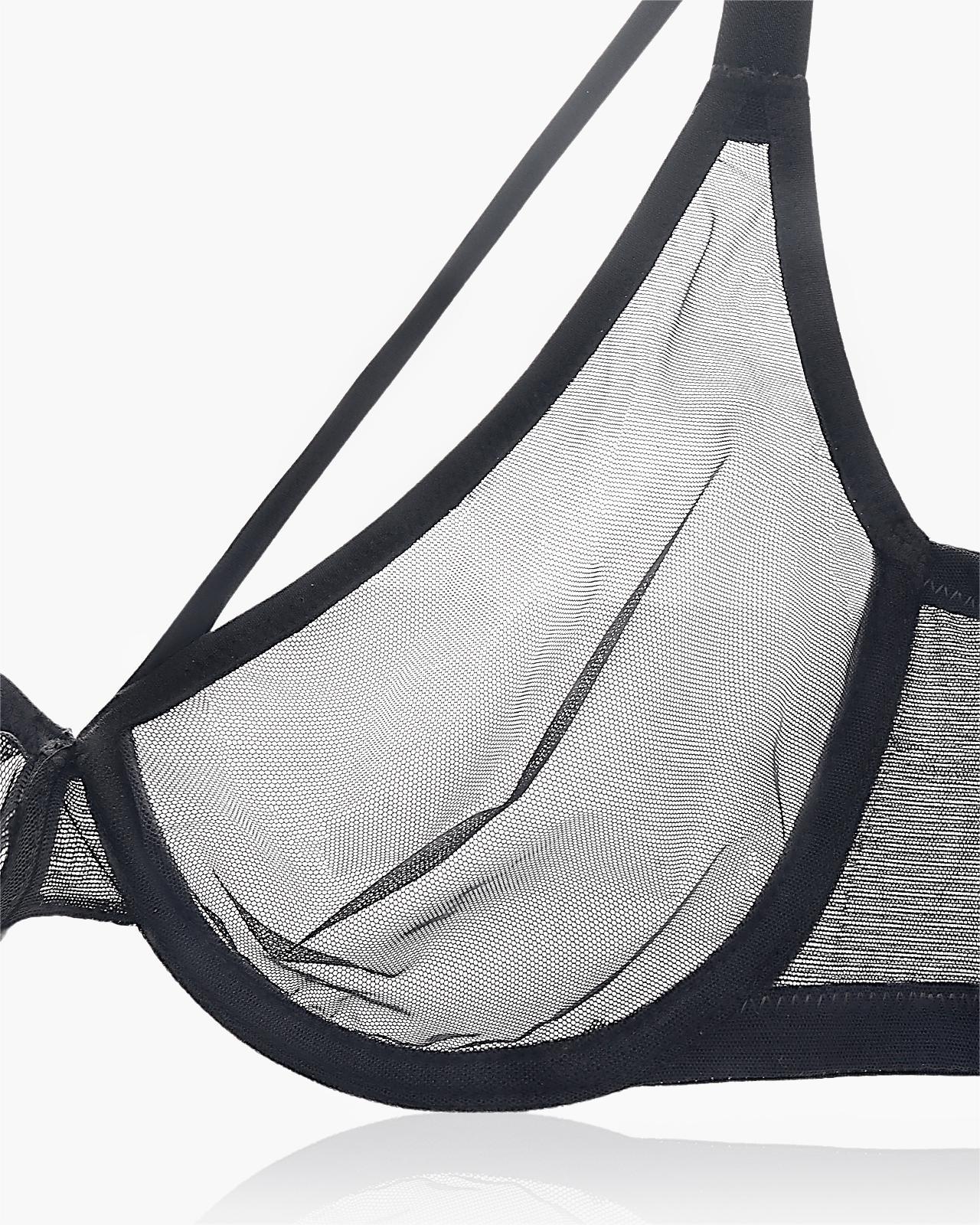 Sexy Plunge Unlined Mesh Underwire Sheer Minimizer Comfortable Bra