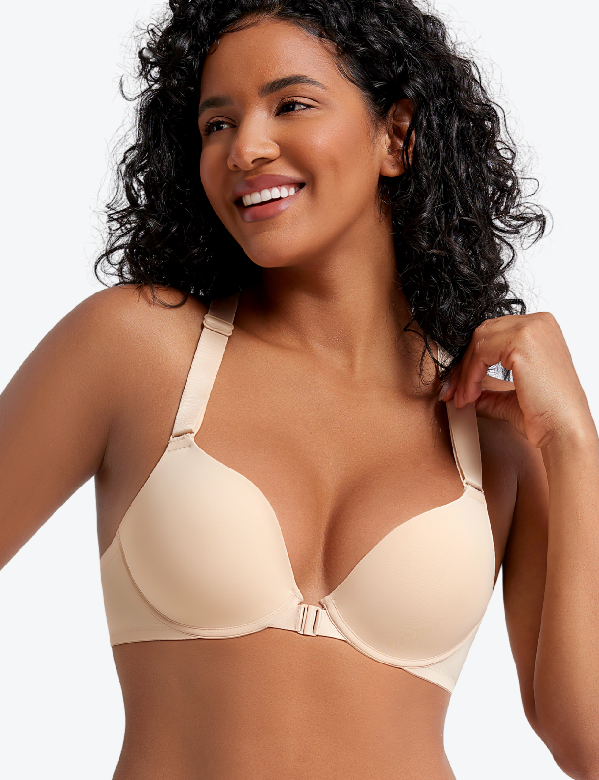 Front Closure Bras for Women Racerback Plunge Underwire Lightly Lined Seamless Bra