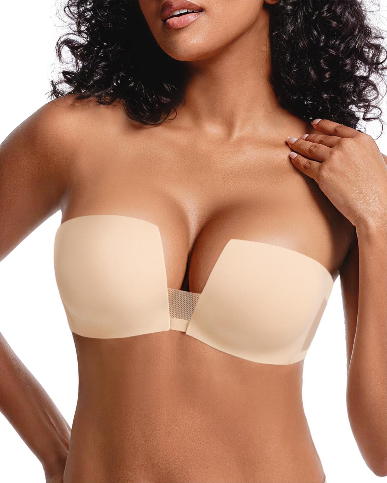 Strapless Seamless Push Up Padded Non Slip Underwire Plunge Bra