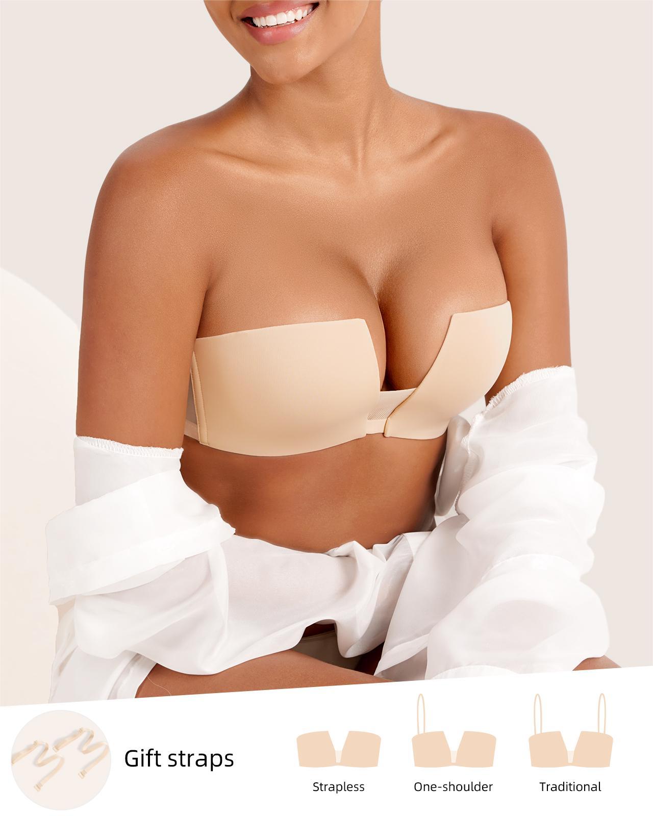 Strapless Seamless Push Up Padded Non Slip Underwire Plunge Bra