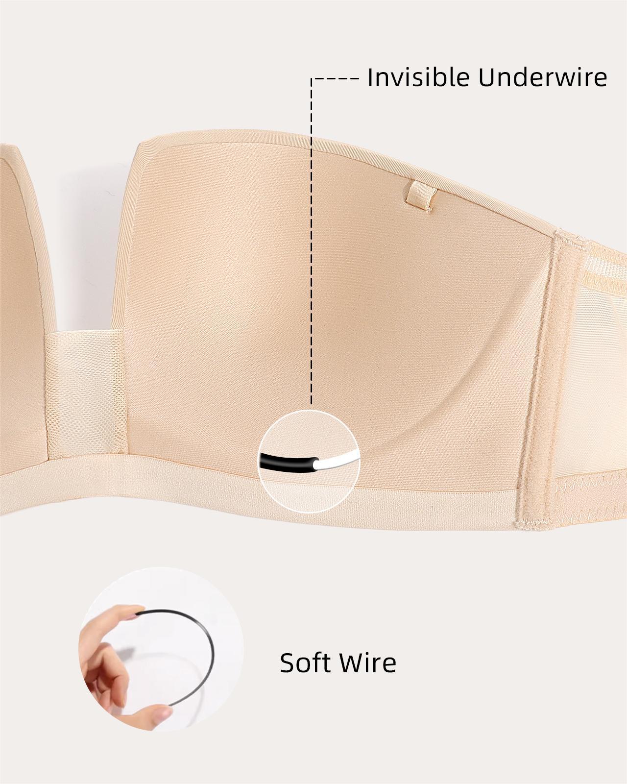 Strapless Seamless Push Up Padded Non Slip Underwire Plunge Bra