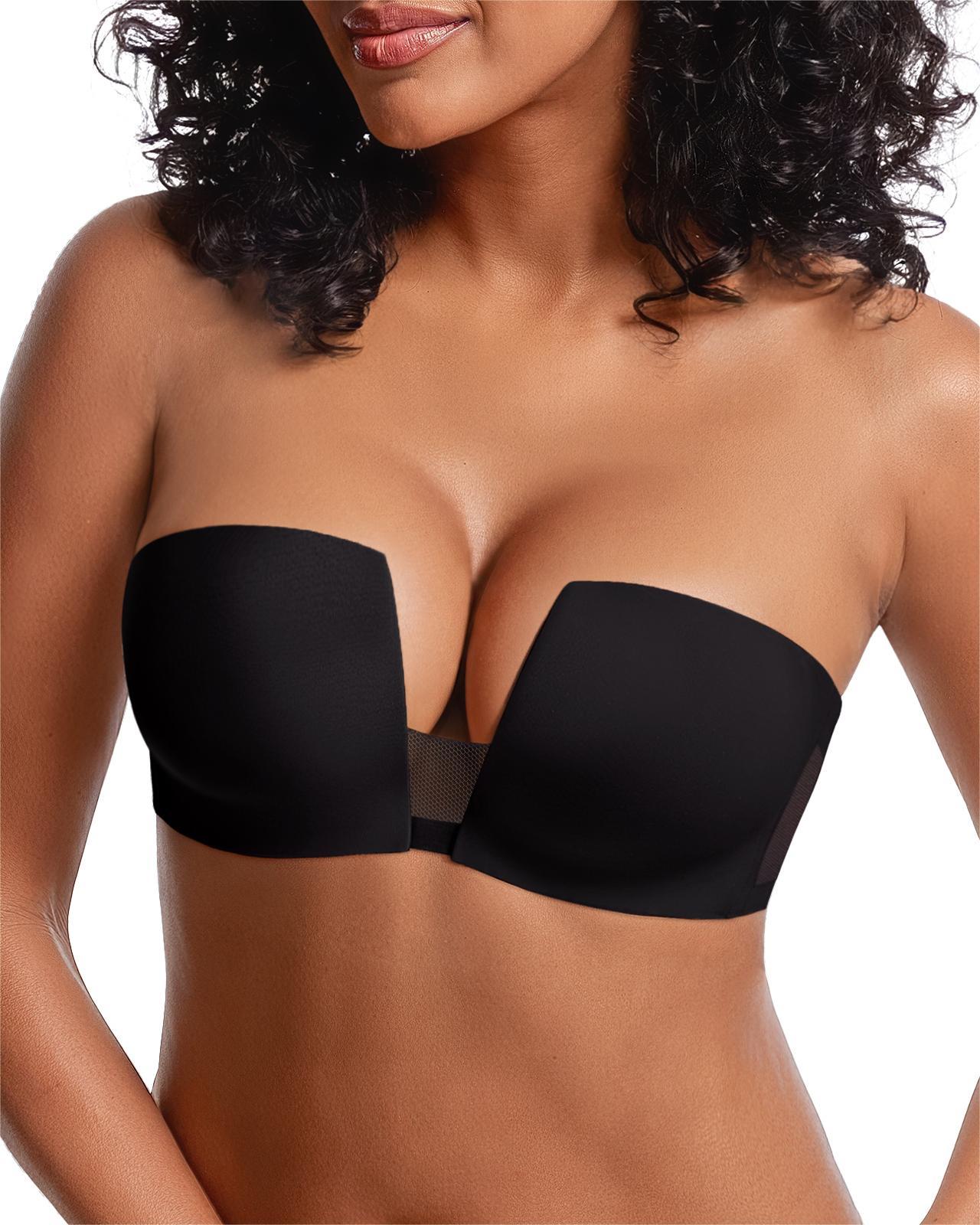Strapless Seamless Push Up Padded Non Slip Underwire Plunge Bra