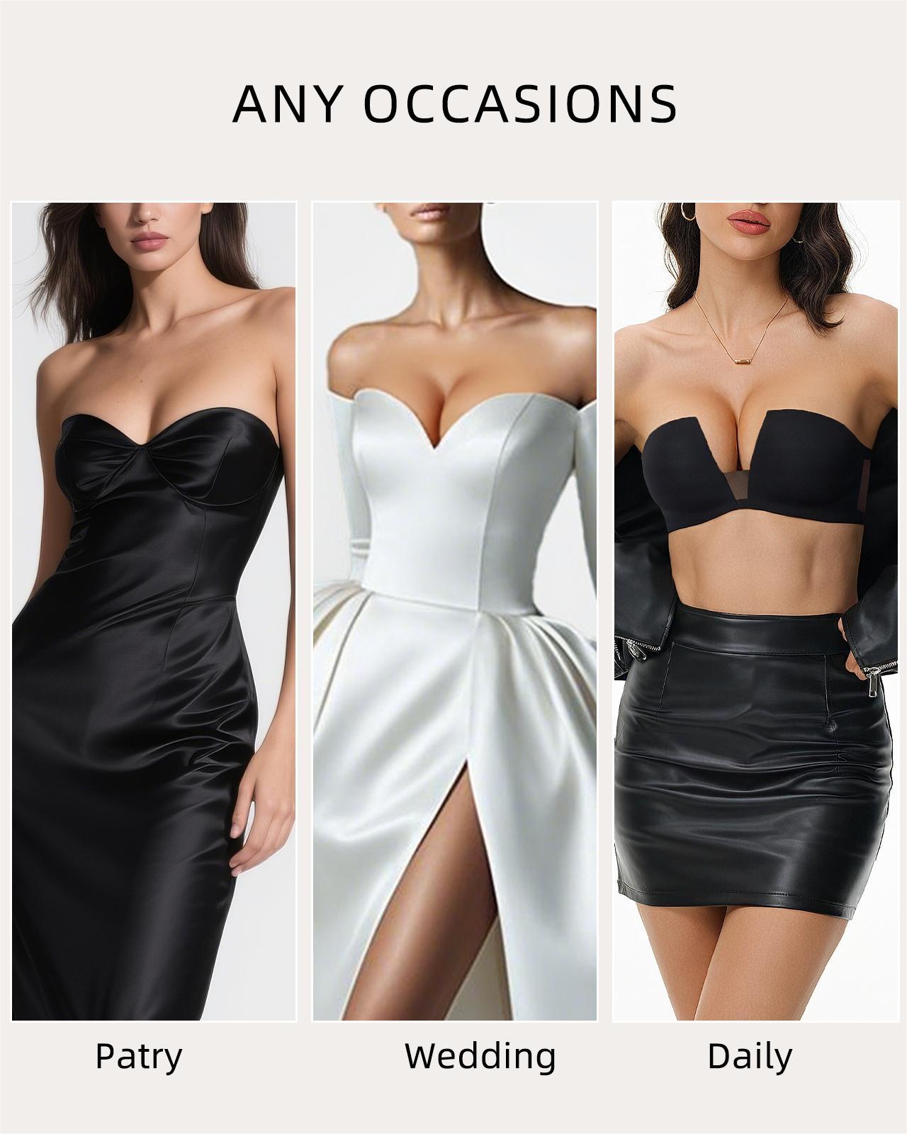 Strapless Seamless Push Up Padded Non Slip Underwire Plunge Bra