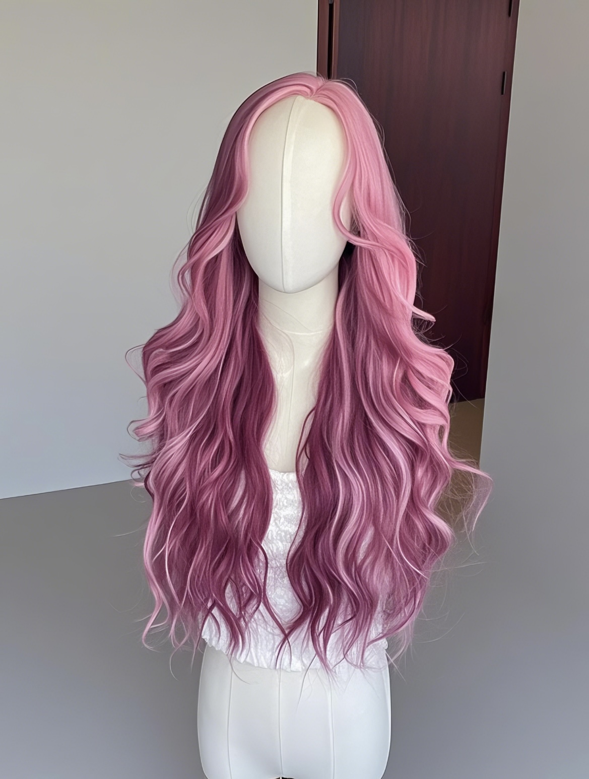 Stunning Pink - Purple Ombre Long Wavy Hair Wig: Embrace Vibrant Elegance