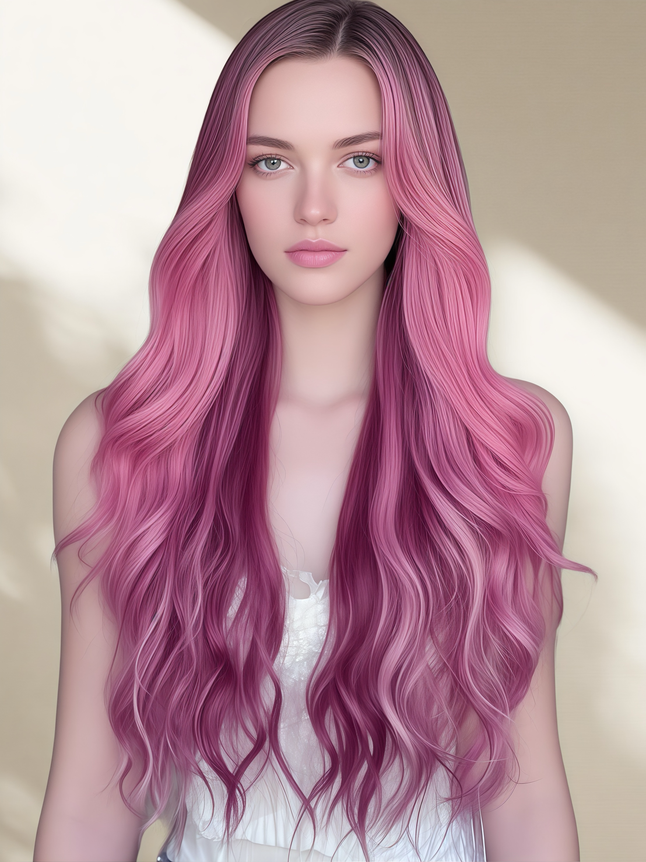 Stunning Pink - Purple Ombre Long Wavy Hair Wig: Embrace Vibrant Elegance