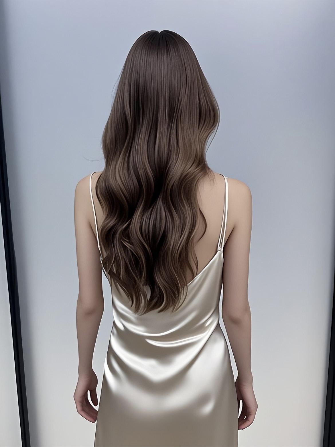 “Rich Brown Long Large - Wavy Curly Wig - Stylish Design for Unique Personality”