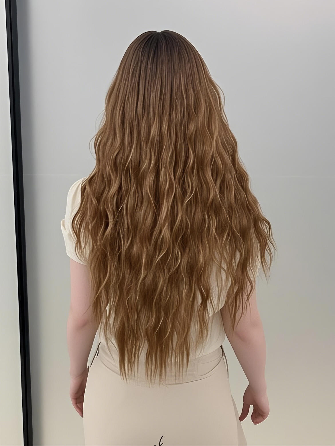 Unique Yellow - Brown Long Wavy Curly Wig with Airy Bangs - Unleash Your Distinctive Personality