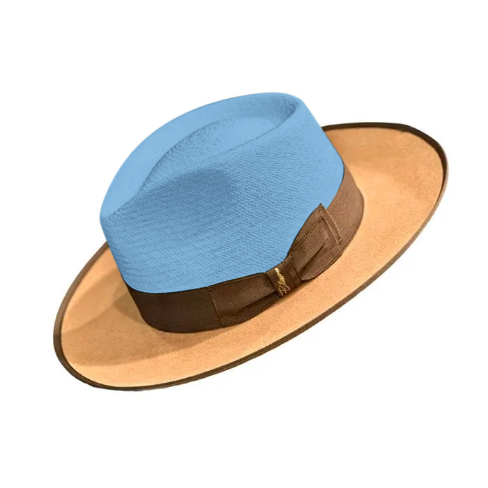 [Copy]Exclusive Panama and Felt Two Tone Fox-Blue(Camel)