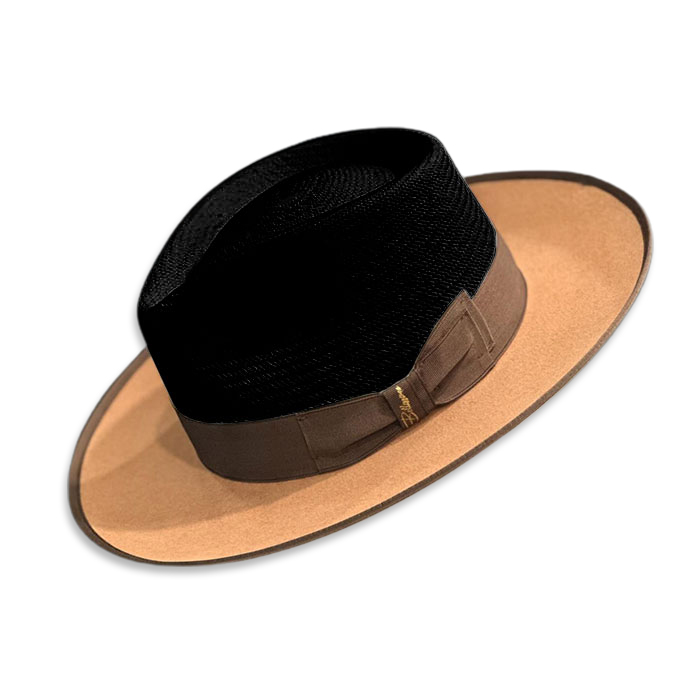 Exclusive Panama and Felt Two Tone Fox-black(Camel)