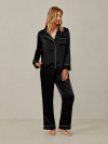 Piped Silk Long Sleeve Pajama Set