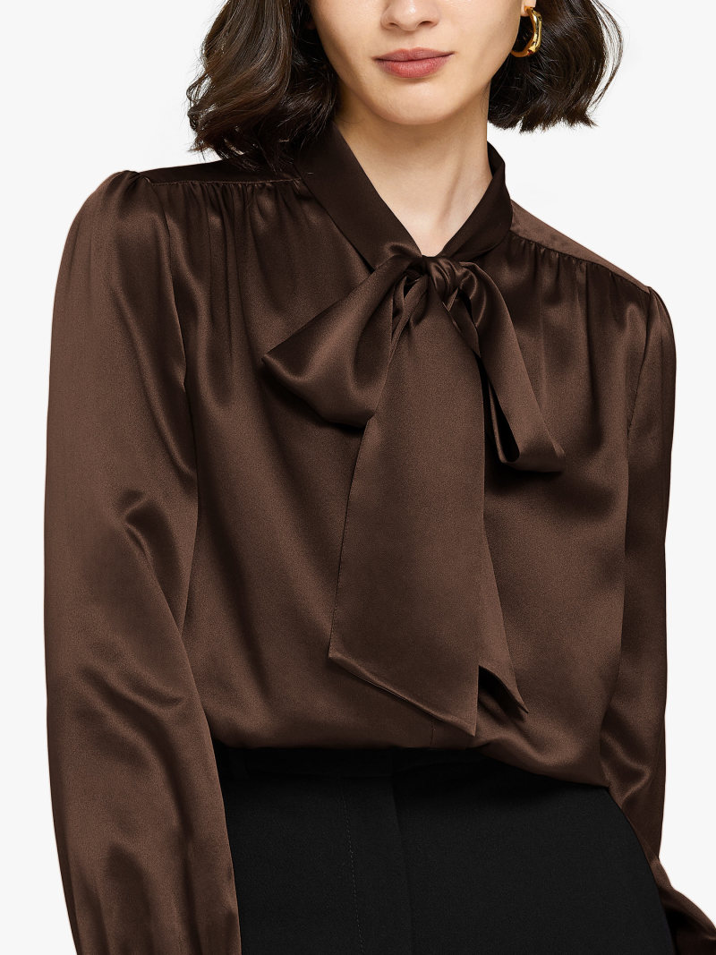 22MM Bow-tie Neck Silk Shirt – MommeSilk
