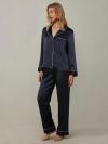 Piped Silk Long Sleeve Pajama Set