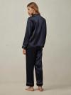 Piped Silk Long Sleeve Pajama Set
