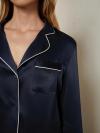 Piped Silk Long Sleeve Pajama Set