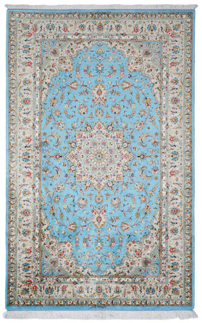 Signed Qum Silk 199x128cm