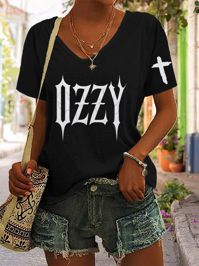 Women's “Hot Singer” Printed V-Neck T-Shirt