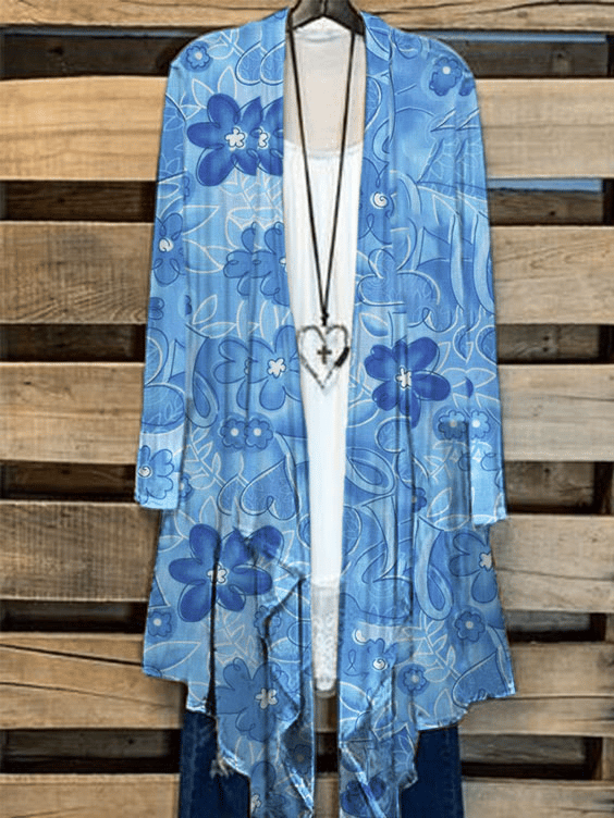 Women's Alzheimers Floral Print Casual Cardigan