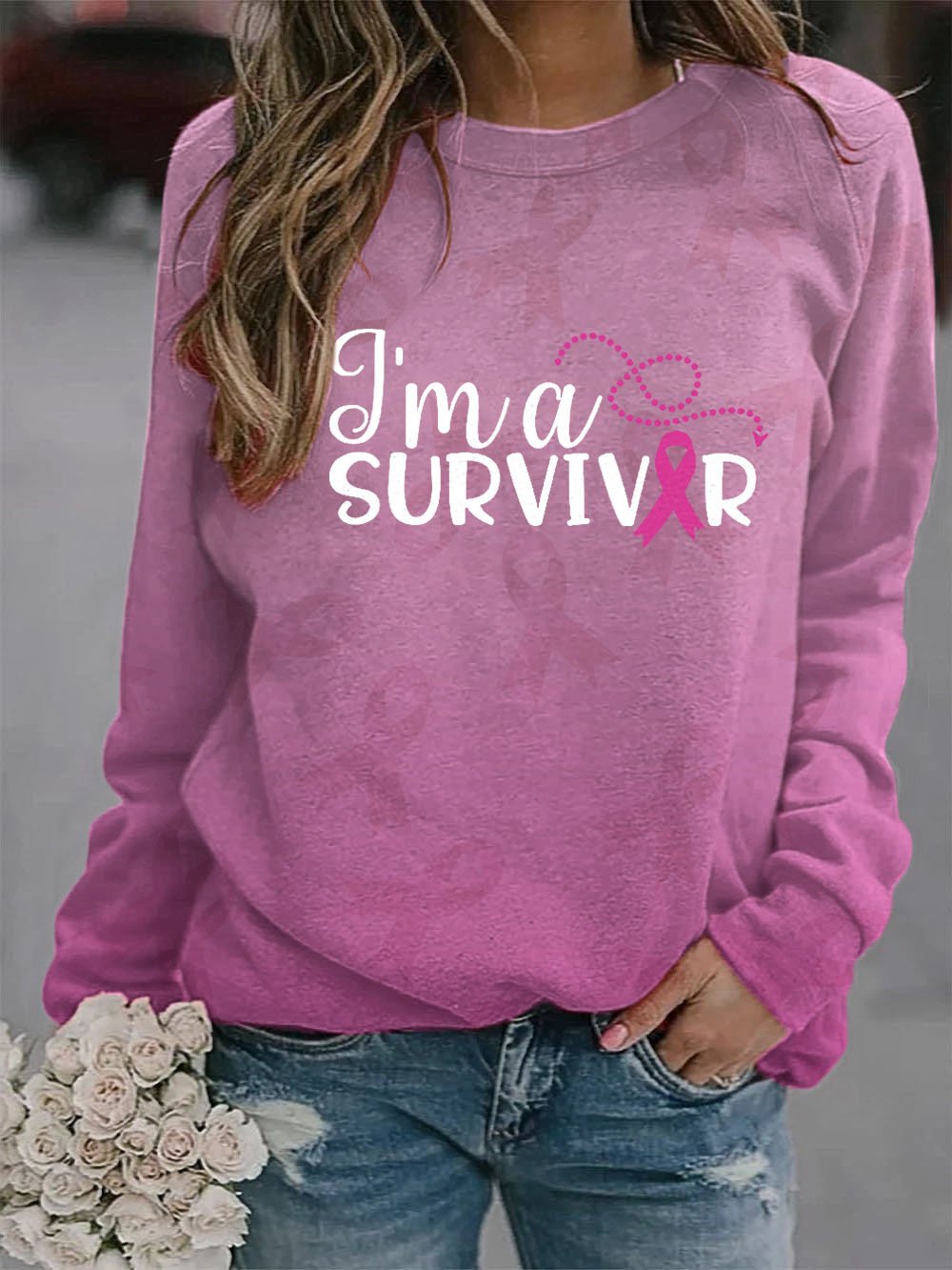 Women's Breast Cancer Ribbon Survivor Sweatshirt