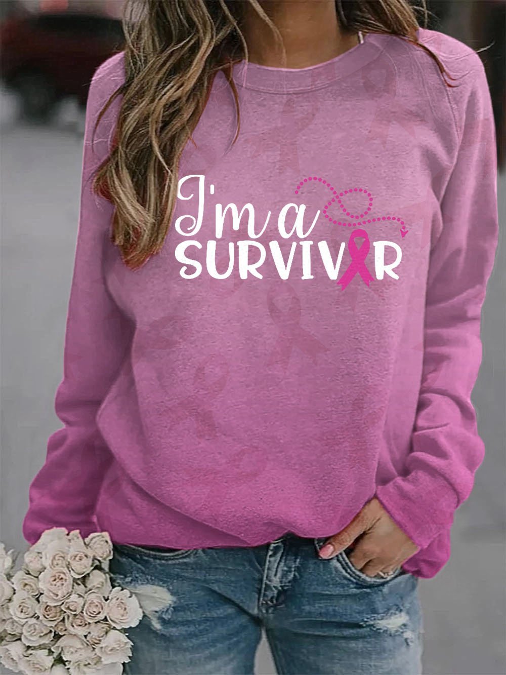 Women's Breast Cancer Ribbon Survivor Sweatshirt