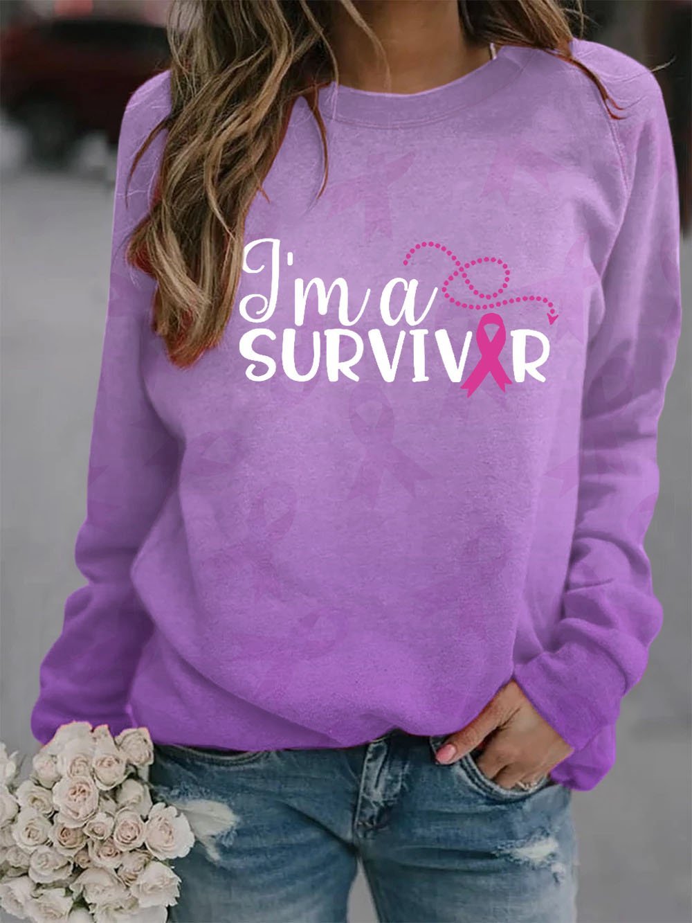 Women's Breast Cancer Ribbon Survivor Sweatshirt