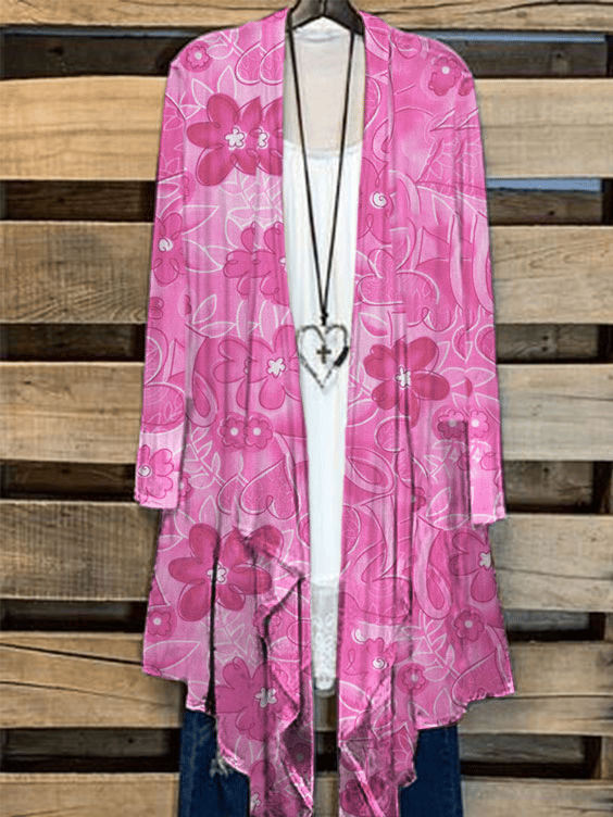 Women's Alzheimers Floral Print Casual Cardigan