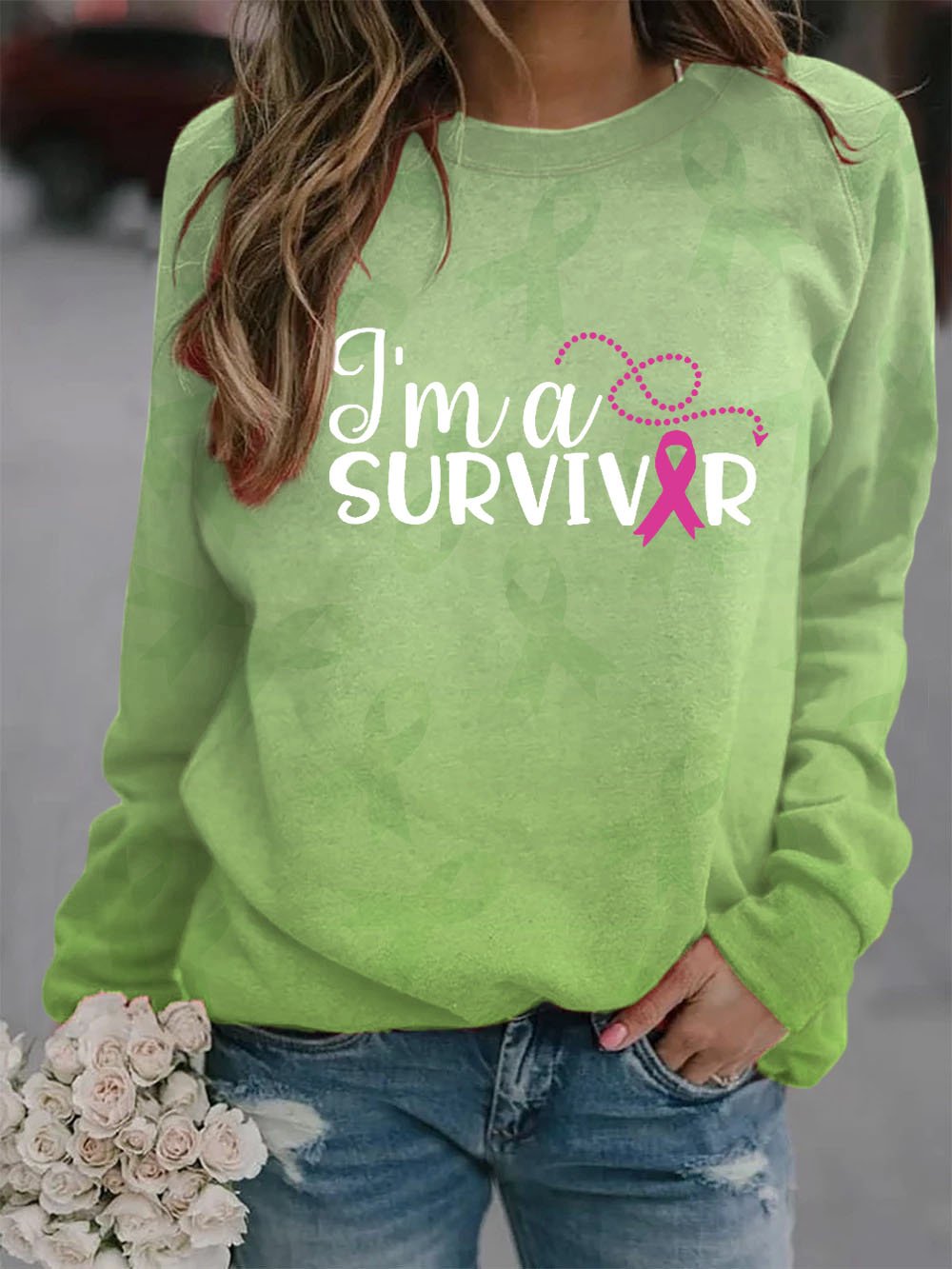 Women's Breast Cancer Ribbon Survivor Sweatshirt