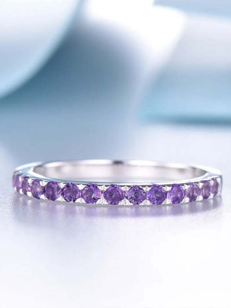 Alzheimer Dementia Awareness Gift Purple Half Eternity Ring