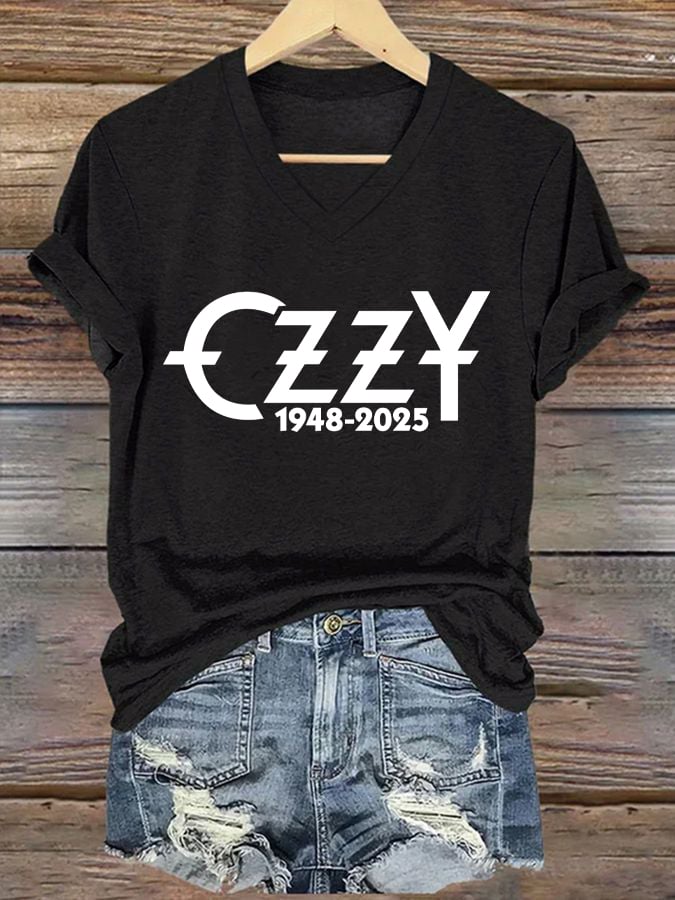 Women's "Hot Singer" Printed V-Neck T-Shirt