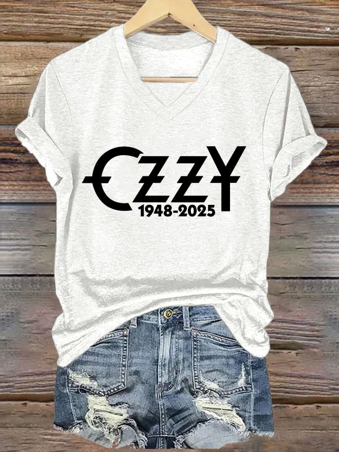Women's "Hot Singer" Printed V-Neck T-Shirt