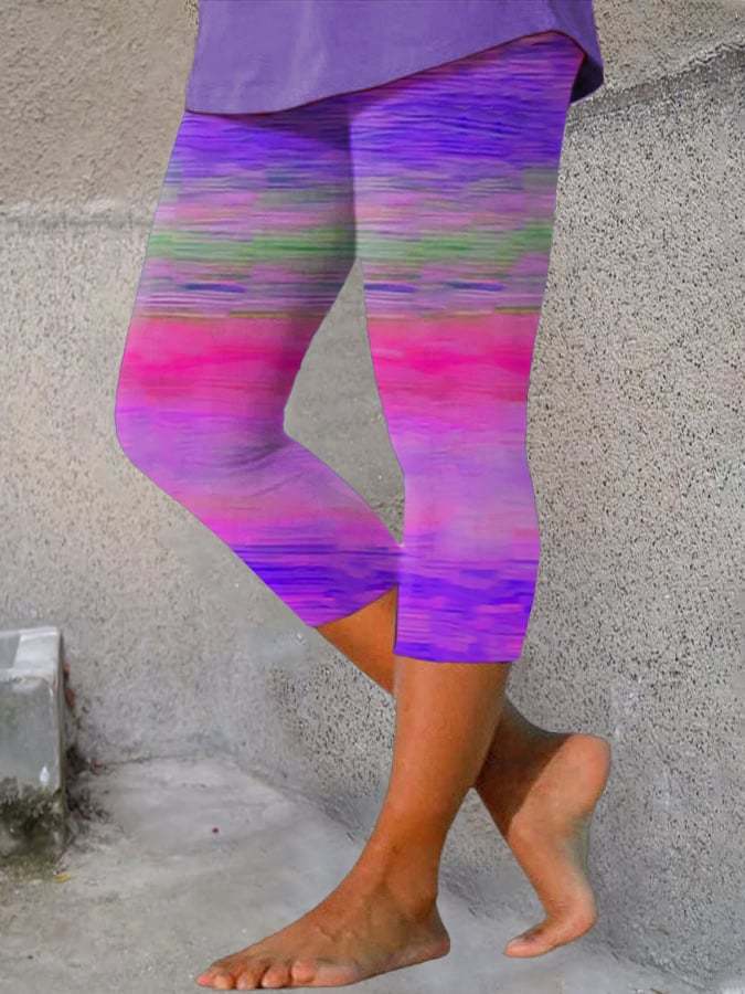Women's Casual Purple Gradient Art Leggings