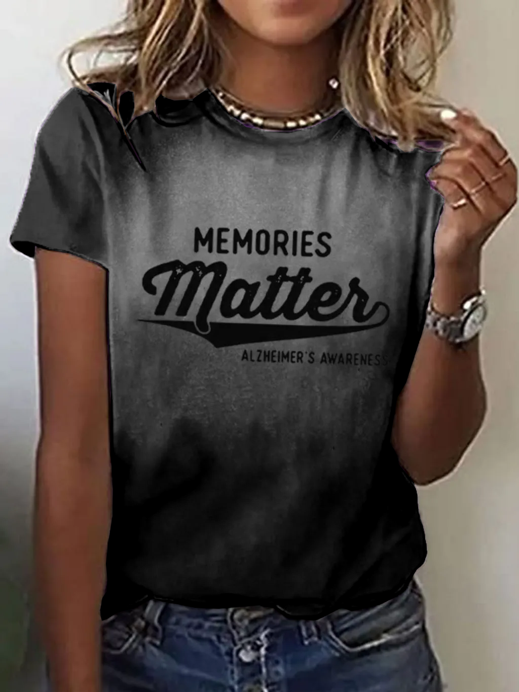 Women's Memories Matters Dementia Alzheimer's Awareness Print V-Neck T-Shirt