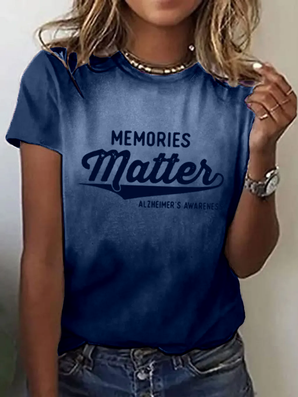 Women's Memories Matters Dementia Alzheimer's Awareness Print V-Neck T-Shirt