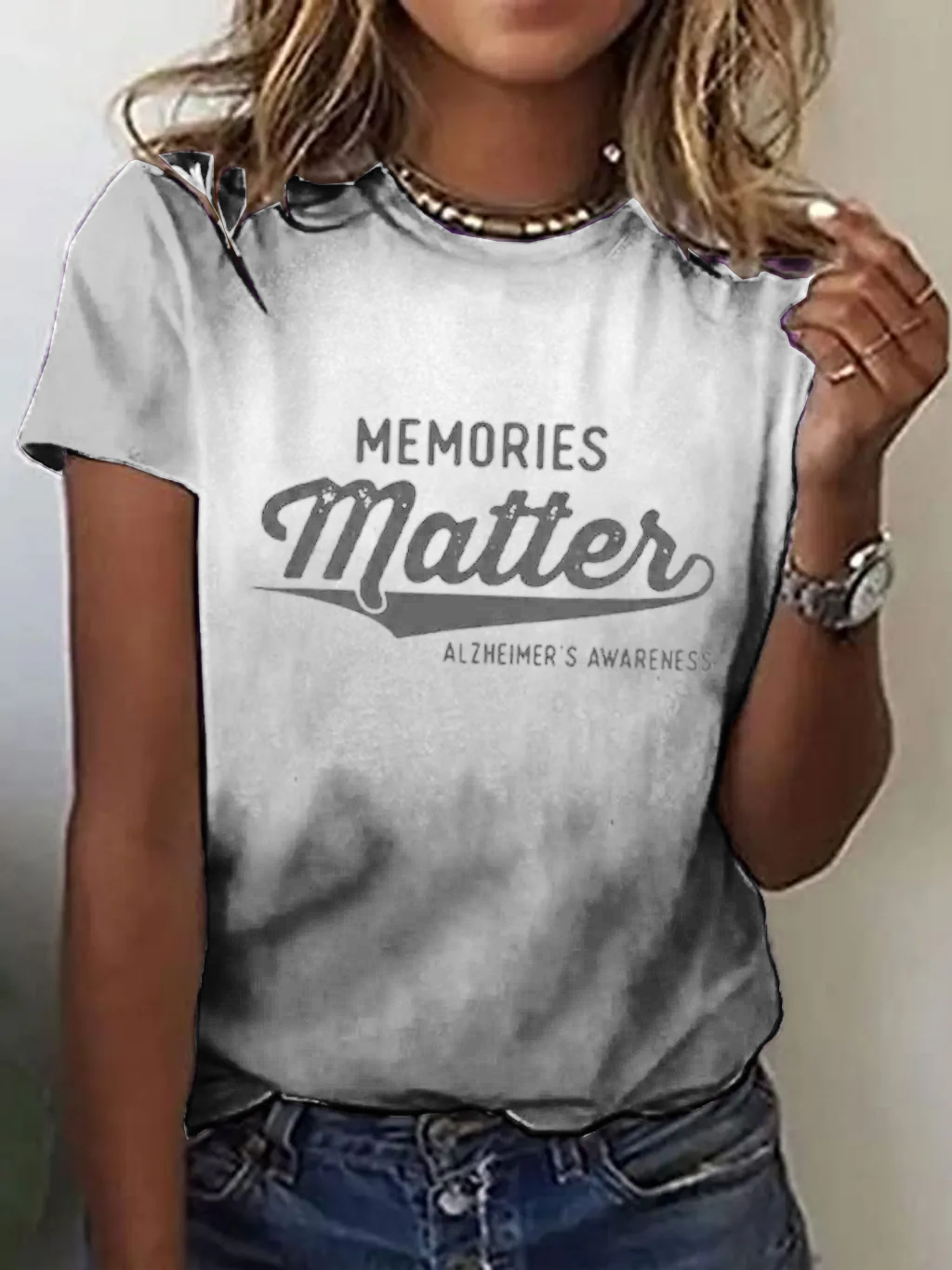 Women's Memories Matters Dementia Alzheimer's Awareness Print V-Neck T-Shirt