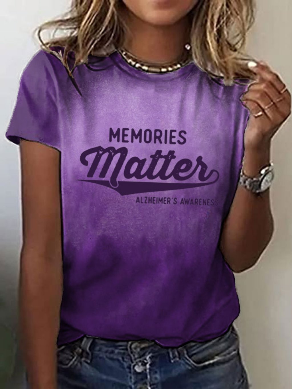 Women's Memories Matters Dementia Alzheimer's Awareness Print V-Neck T-Shirt