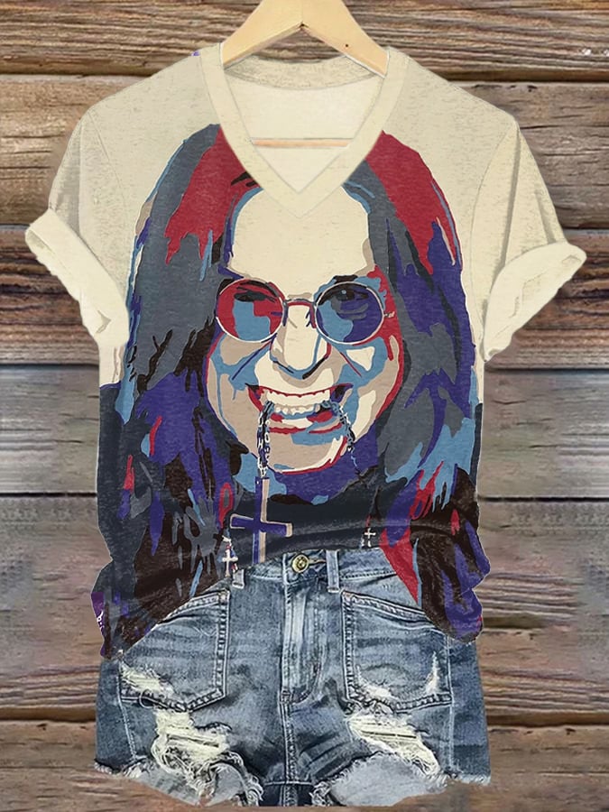 Women's Casual Vintage The Father of Heavy Metal Print T-Shirt