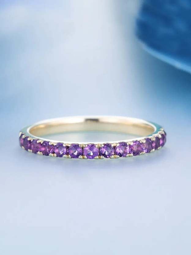 Alzheimer Dementia Awareness Gift Purple Half Eternity Ring