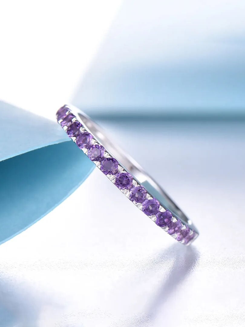 Alzheimer Dementia Awareness Gift Purple Half Eternity Ring