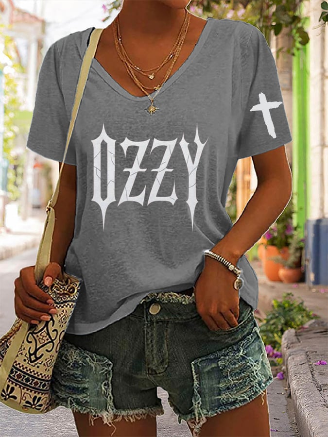 Women's “Hot Singer” Printed V-Neck T-Shirt