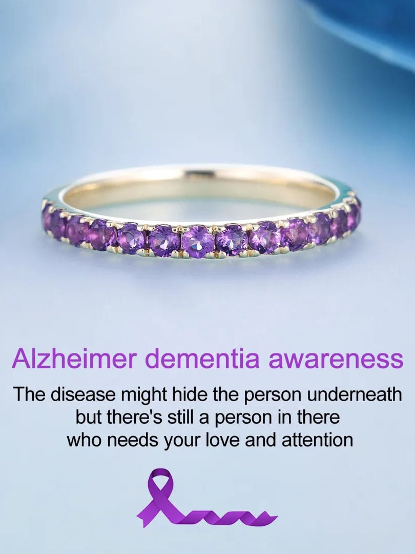 Alzheimer Dementia Awareness Gift Purple Half Eternity Ring