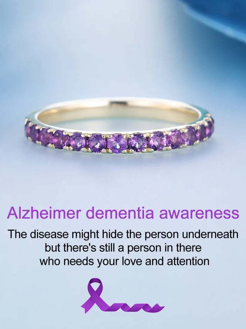 Alzheimer Dementia Awareness Gift Purple Half Eternity Ring