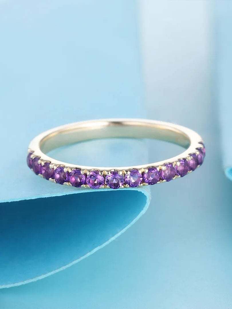 Alzheimer Dementia Awareness Gift Purple Half Eternity Ring