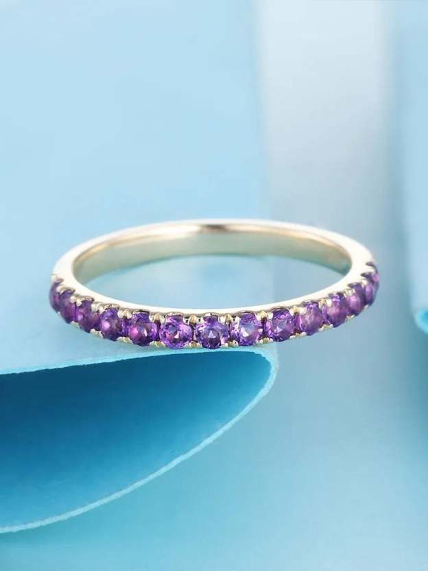 Alzheimer Dementia Awareness Gift Purple Half Eternity Ring