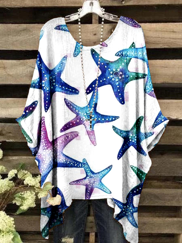 Women's Round Neck Simple Starfish Pattern Top