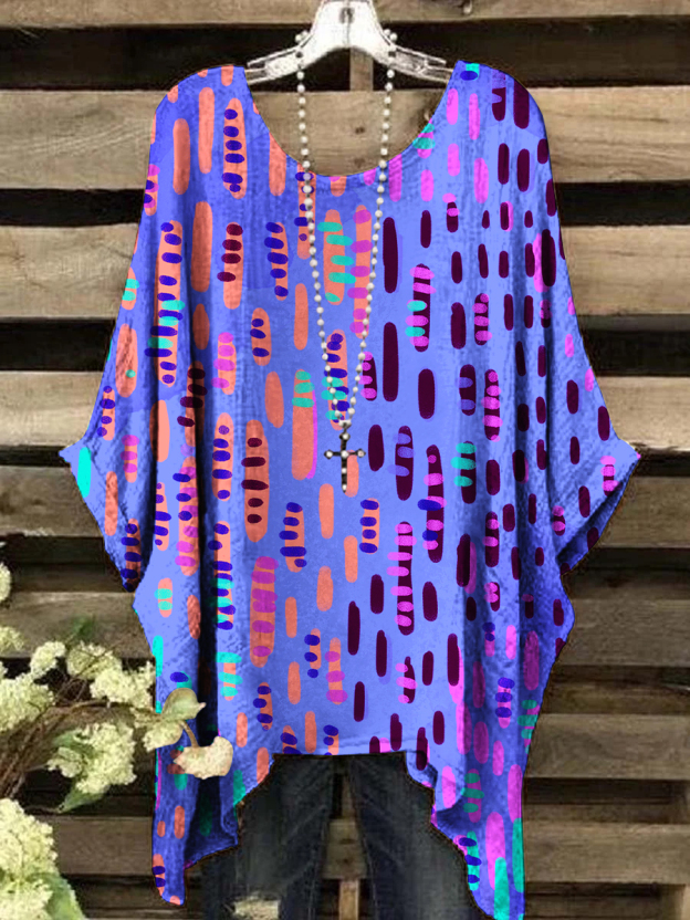 Women's Vintage Abstract Geometric Round Neck Top