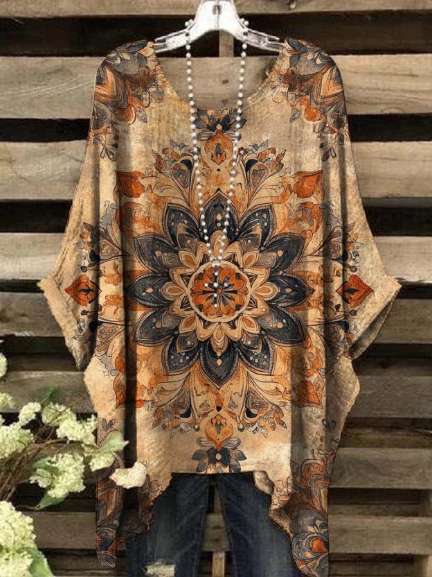 Women's Vintage Floral Print Casual Top
