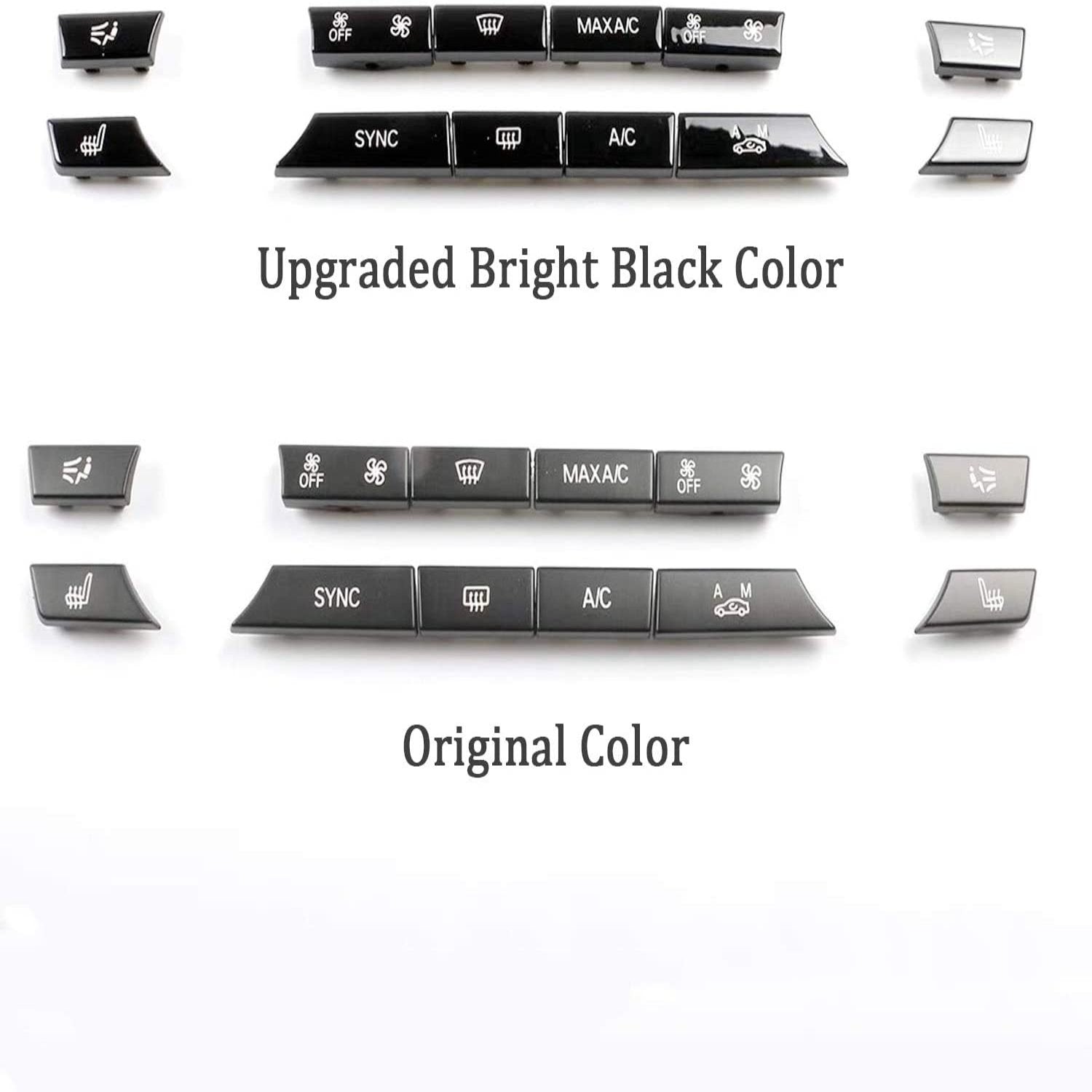 For BMW 5 6 7 X5 X6 A/C Climate Control Button Covers 12PCS| Bright Black | YDSSTORE